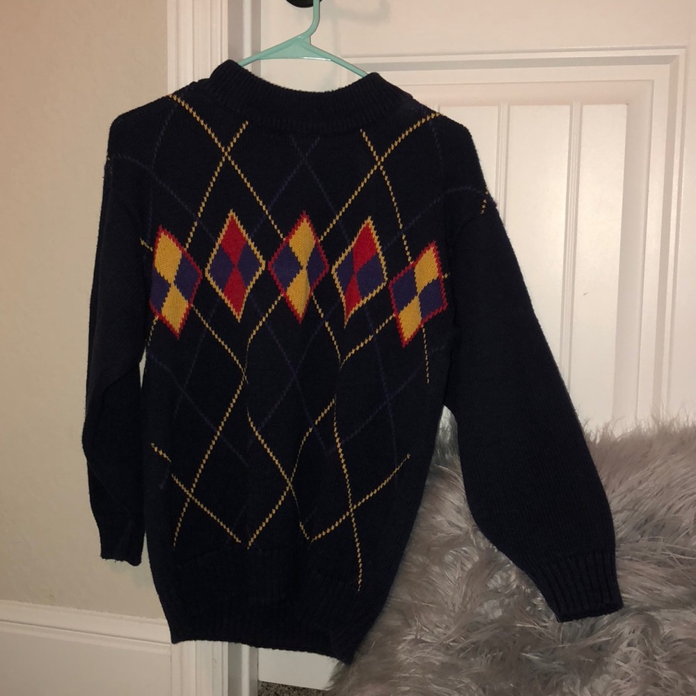 NAVY PATTERN VINTAGE SWEATER